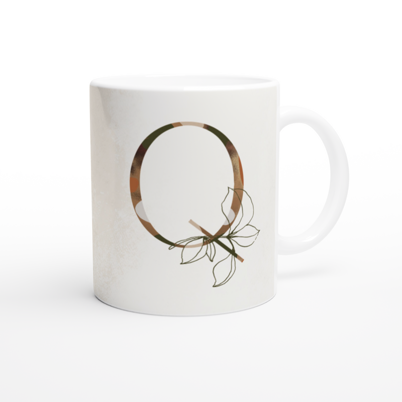 Floral Letter Q - Monogram Mug