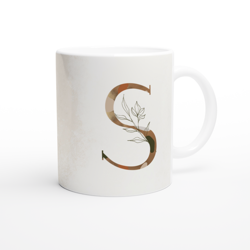 Floral Letter S - Monogram Mug