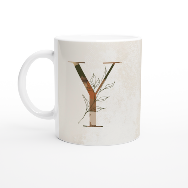 Floral Letter Y - Monogram Mug