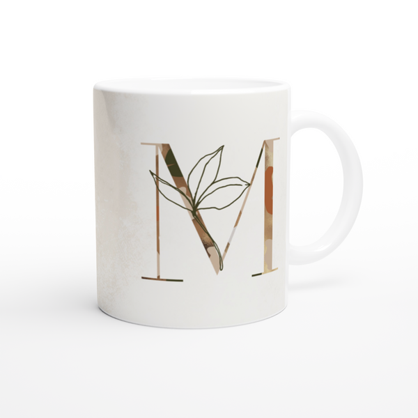 Floral Letter M - Monogram Mug