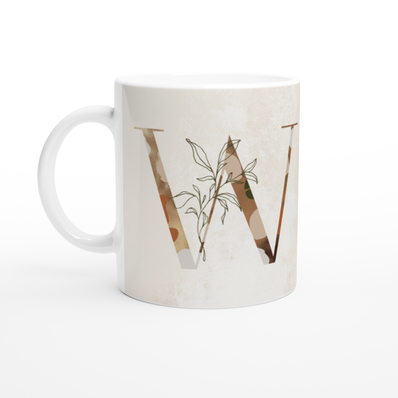Floral Letter W - Monogram Mug