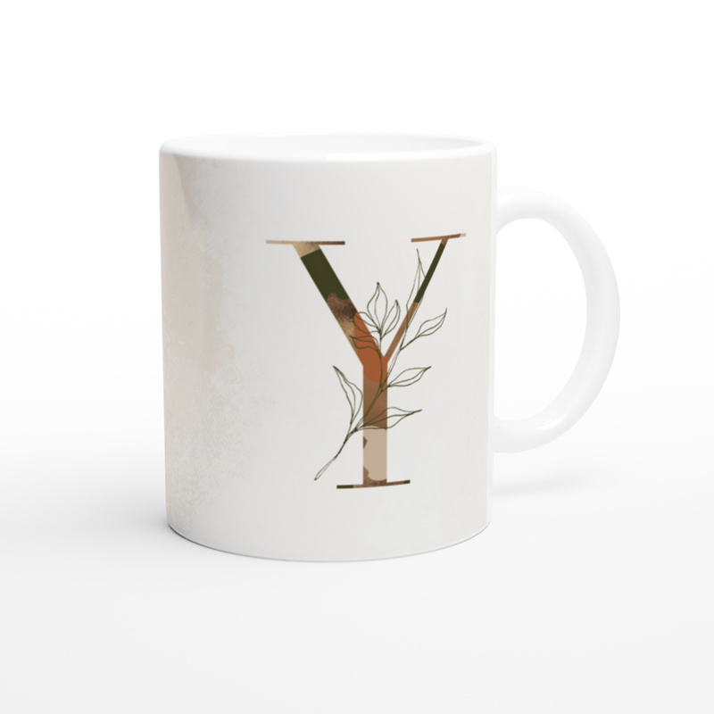 Floral Letter Y - Monogram Mug - Munde Home