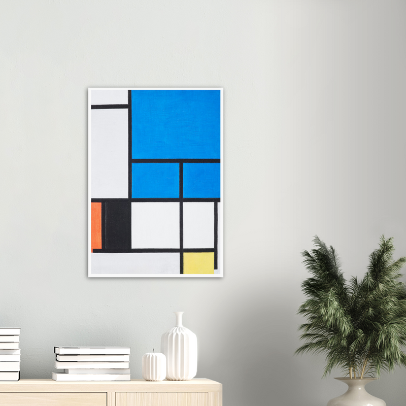 Piet Mondrian Composition with Large Blue Plane, Red, Black, Yellow, and Gray - Poster