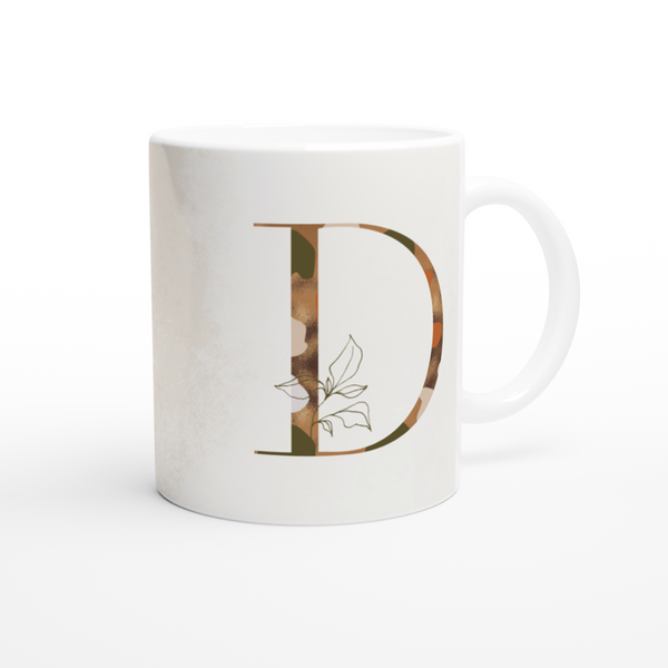 Floral Letter D - Monogram Mug