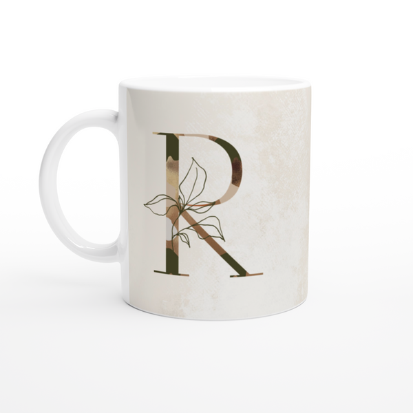 Floral Letter R - Monogram Mug