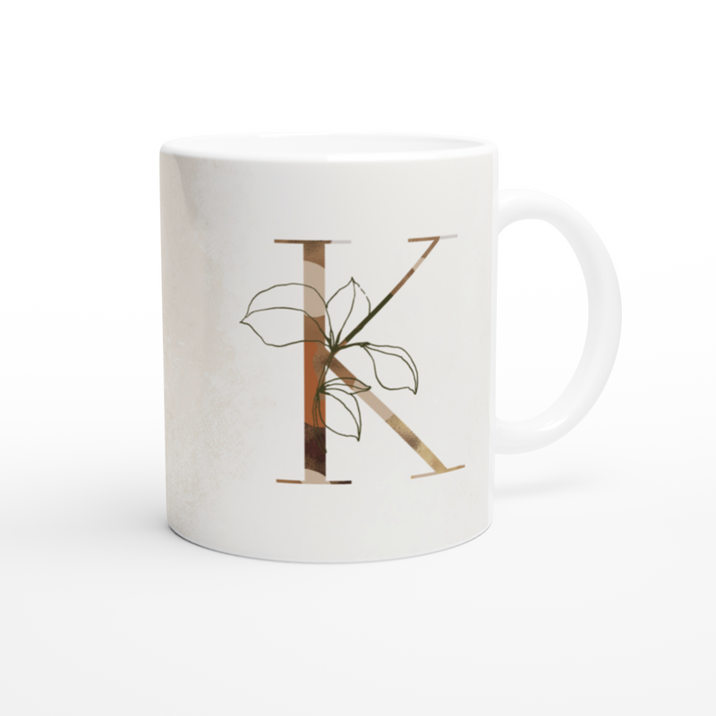 Floral Letter K - Monogram Mug - Munde Home