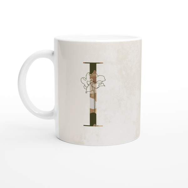 Floral Letter I - Monogram Mug