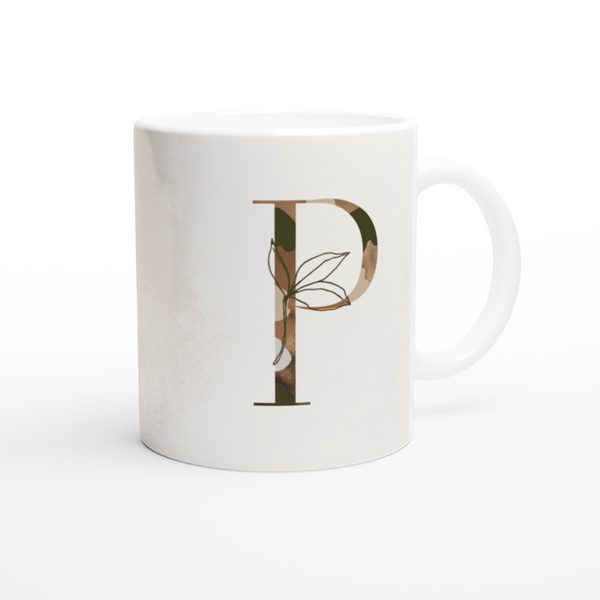 Floral Letter P - Monogram Mug